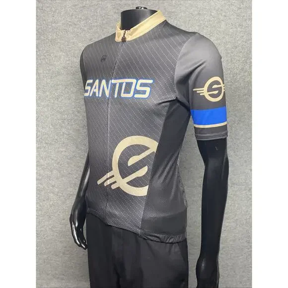 Mumu Mens Small Cycling Jersey Santos Tour Down Under AU Charcoal Ochre - Picture 5 of 9